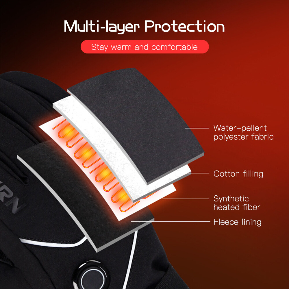 Heated Gloves Battery Powered Touchscreen Waterproof Heating Gloves Winter Warm Ski Gloves for Climbing Hiking Cycling Motorcycling Skiing Snowboarding