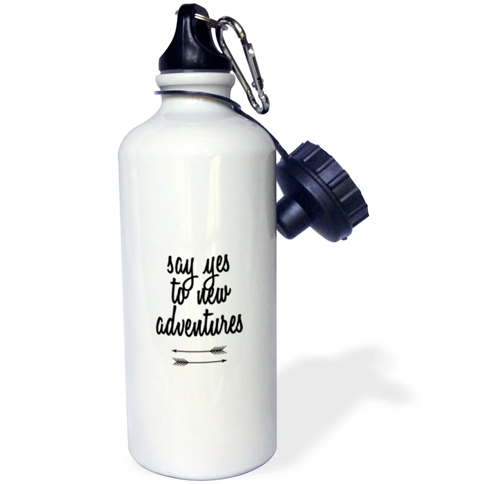 3dRose SAY YES TO NEW ADVENTURES - Straw Water Bottle, 21-ounce