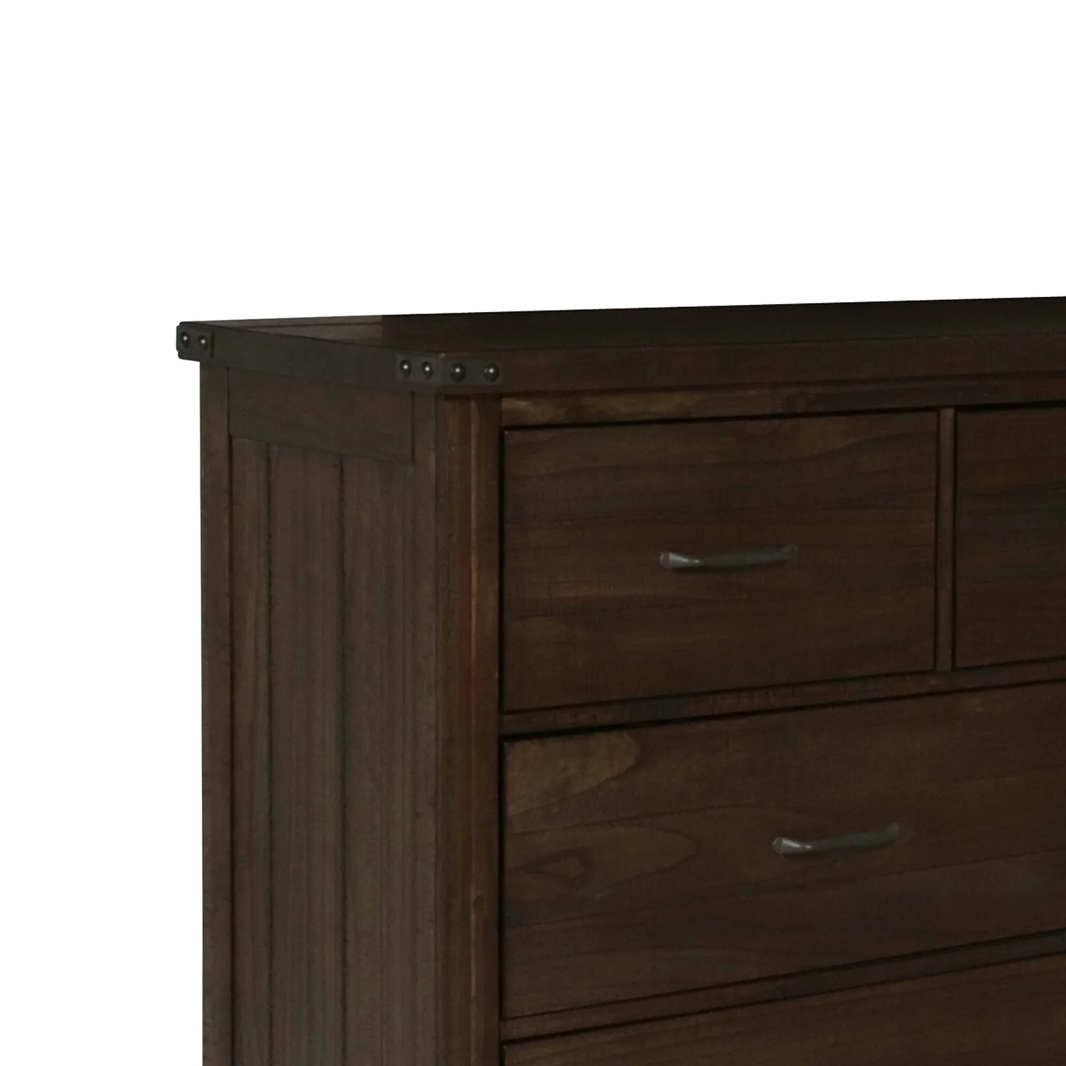 Benjara BM218217 Plank Style 7 Drawer Dresser with Wood Grain Details, Walnut Brown