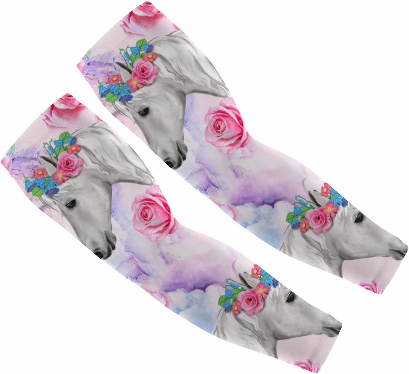 Unisex UV Sun Protection Arm Sleeves, Cooling Sleeves Pink Unicorn Rose, Arm Cover Shield for Outdoor Indoor