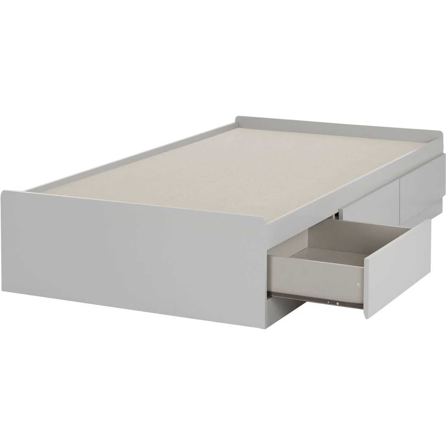 South Shore Reevo Twin Mates Bed with 3 Drawers, Soft Gray