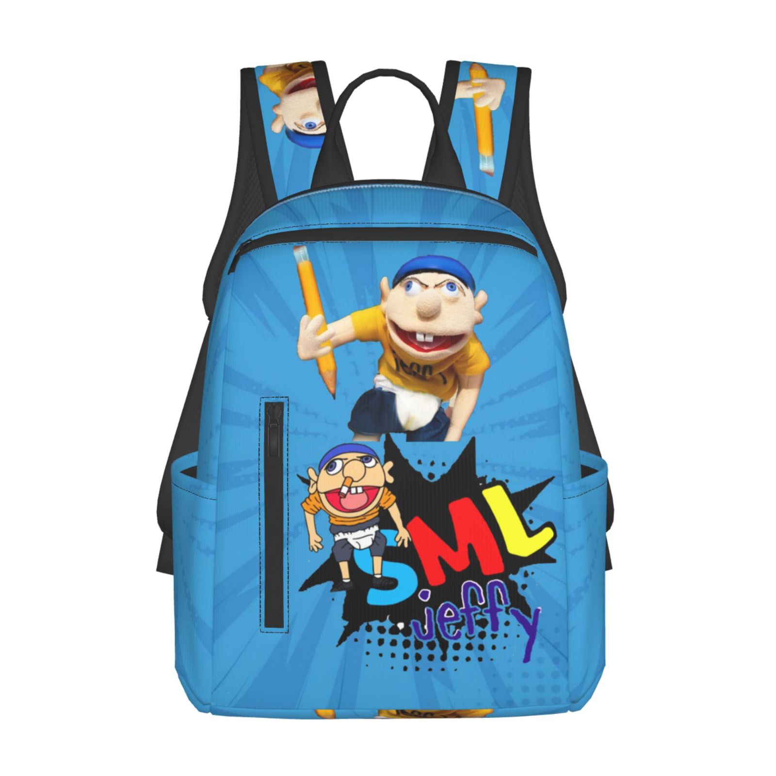 Pencil Jeffy SML Lightweight Backpack Student Bookbag School Bag Satchel Daypack Unisex Knapsack Rucksack For Kids Teens Adult