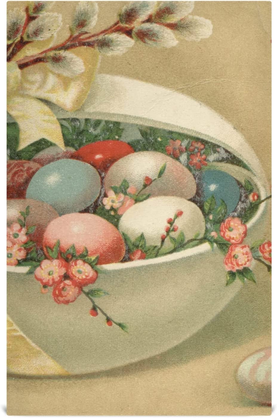 Vintage Easter Eggs Kitchen Tea Towels Set of 6 Absorbent Hand Dish Towels, Pink Flower Dishcloths Lint-Free 18x28 Inch Fast Drying for Cooking Baking Home Clean