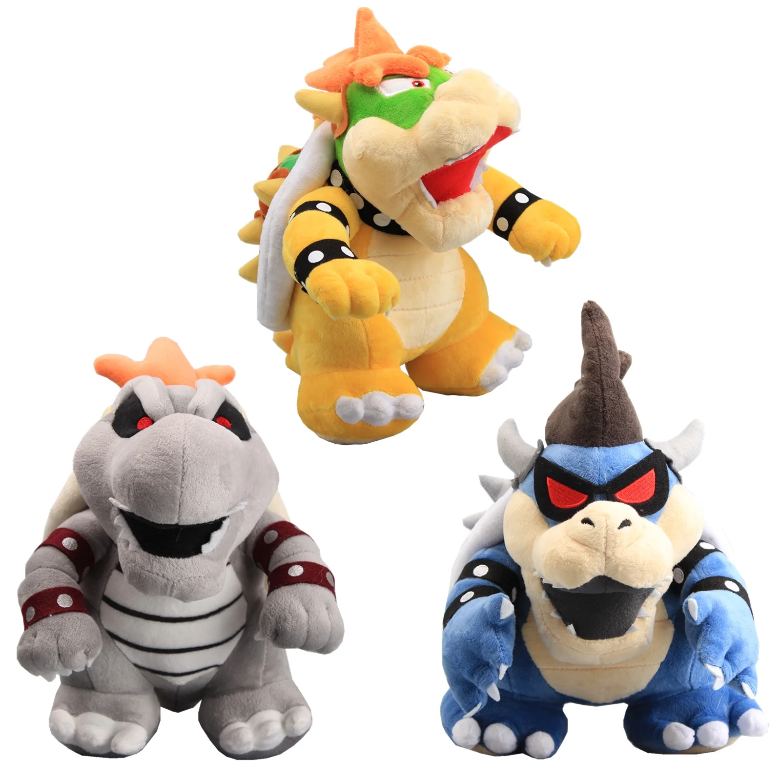 uiuoutoy Super Mario Bros. King Bowser & & Dry Bowser & Dark Bowser Plush 10'' Set of 3 pcs