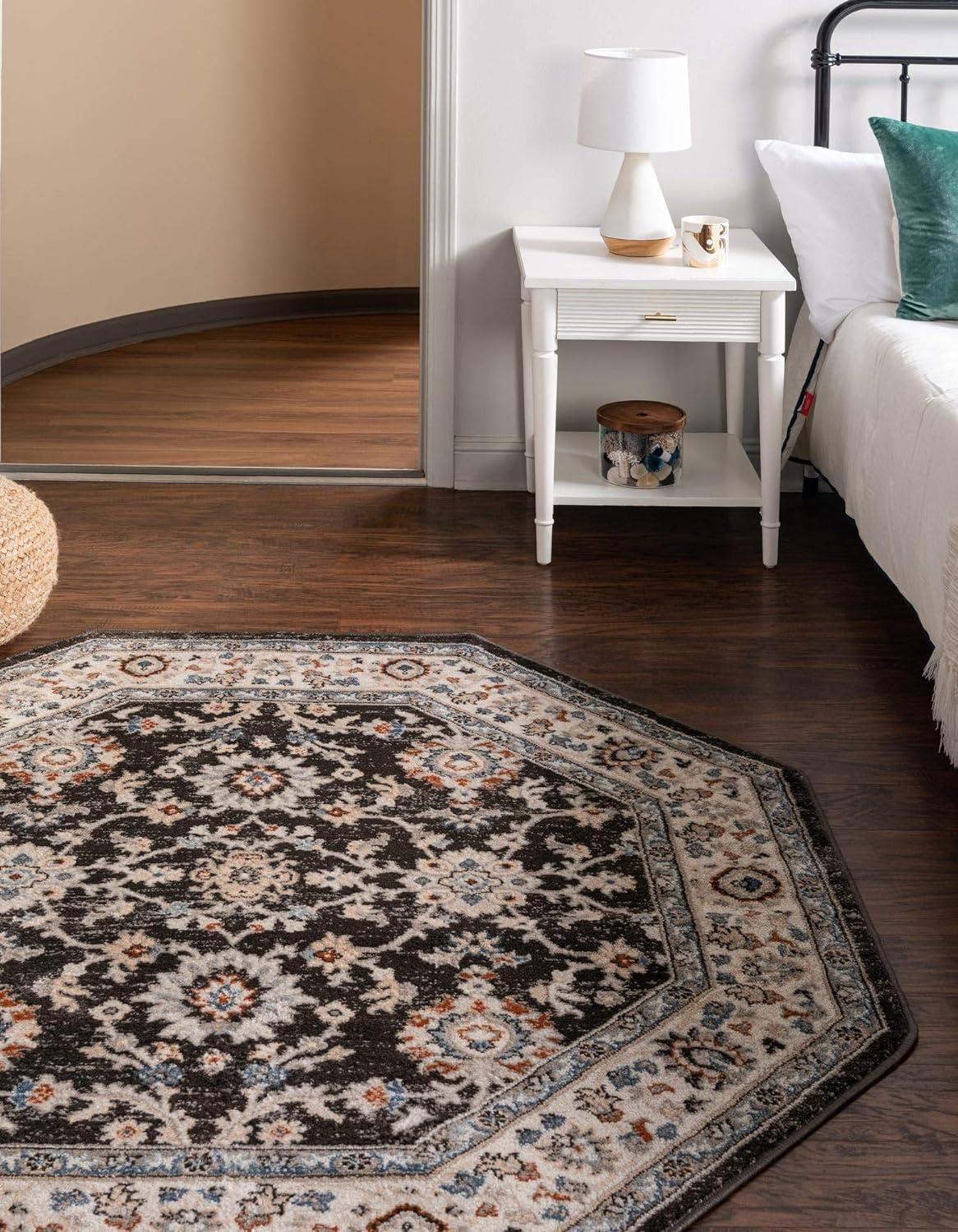 Charlotte Collection Rug – 8 Ft Octagon Gray Low-Pile Rug Perfect For Living Rooms, Kitchens, Entryways