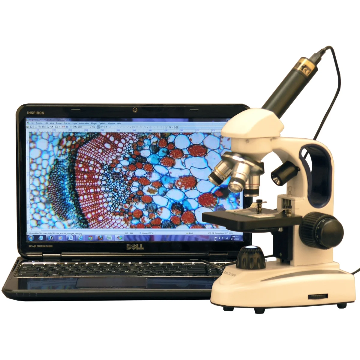 AmScope 40X-1000X Cordless LED Top & Bottom Lights Compound Microscope + USB Camera New