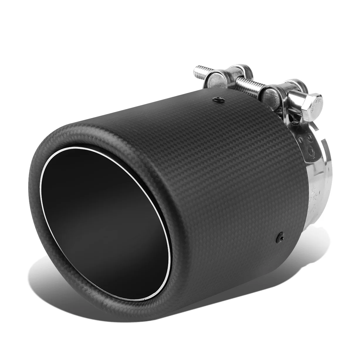 DNA Motoring MF-TIP-CB-T4 Universal Stainless Steel Fiberglass Pattern Round Exhaust Tail Muffler Tip Pipe (2.9