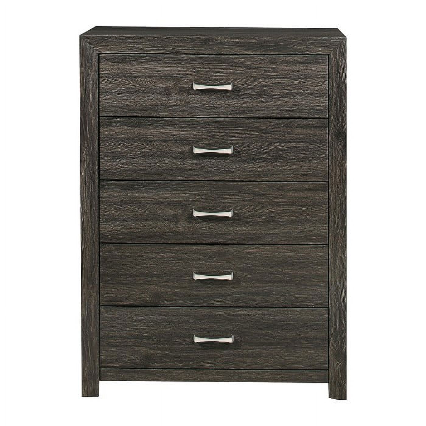 Lexicon Edina 5 Drawers Contemporary Wood Chest in Dark Gray