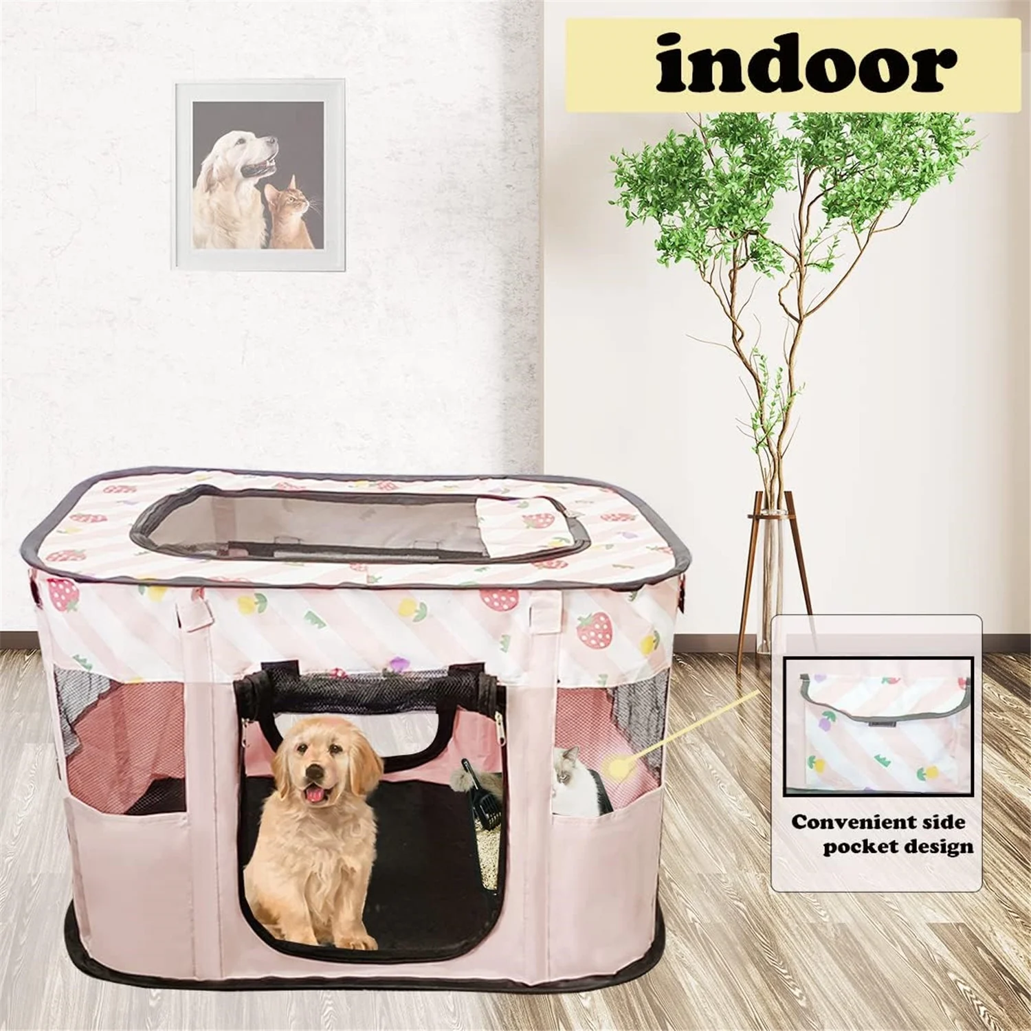 Portable Foldable Cat Playpen ​Collapsible Crates Kennel Playpen for Dog cat and Rabbit &Travel playpen Outdoor or Indoor