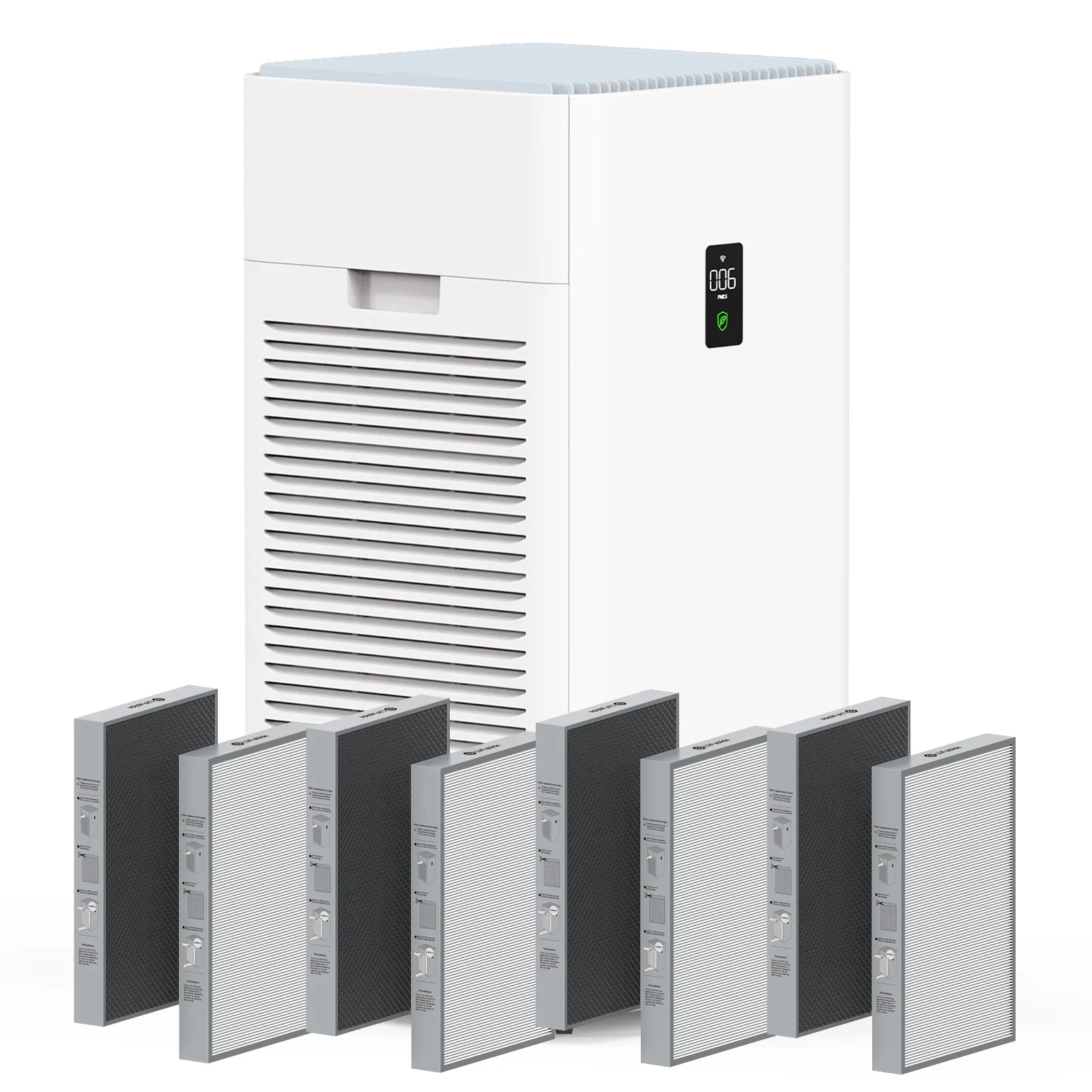 Lifubide Large Room Air Purifier, H13 True HEPA,4555 Sq.Ft Coverage,24dB For Bedroom, Removal To 0.01 Microns, PM2.5 Monitor, Pet Allergies、Smoke、Dust, Smart Air Purifier, With 5 Sets Filters