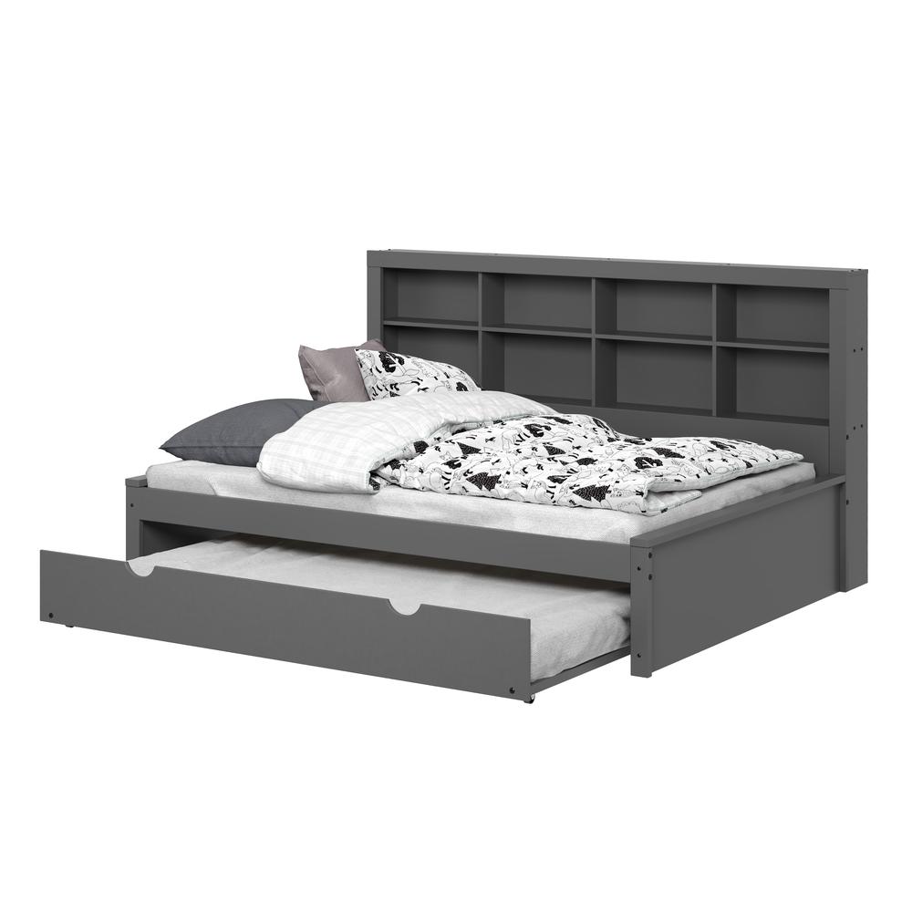 Donco Kids FULL BOOKCASE DAYBED WITH TRUNDLE DARK GREY