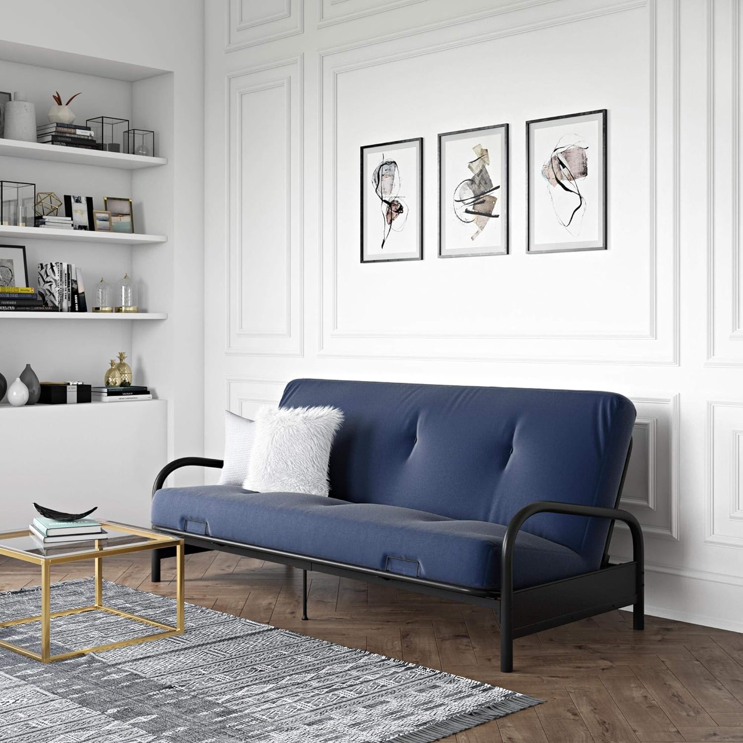 QCAI Vermont Metal Futon Frame, Classic Design, Full Sized - Black