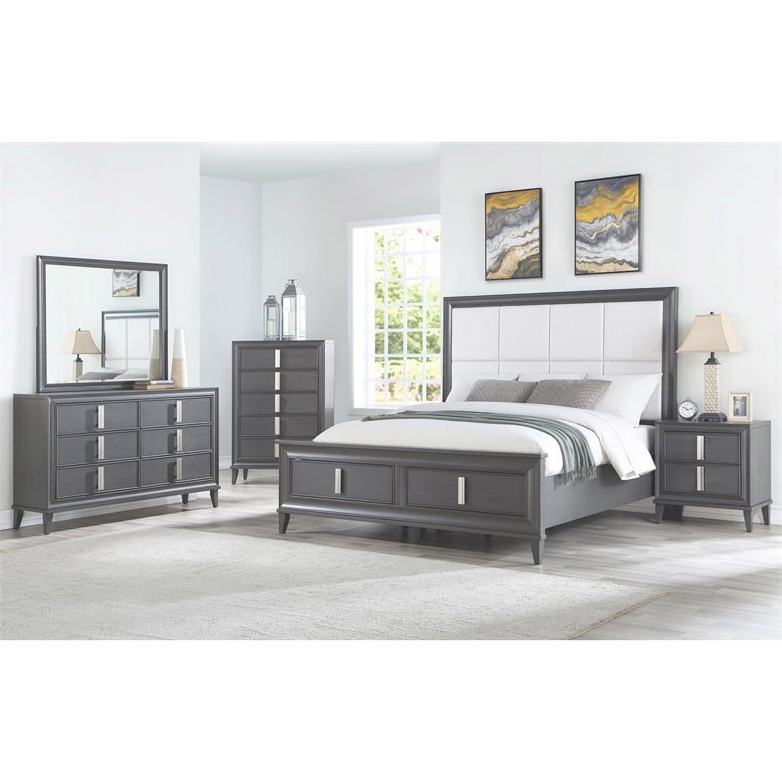 Home Square 3-Piece Set with 6 Drawer Dresser & 2 Nightstands in Dark Gray