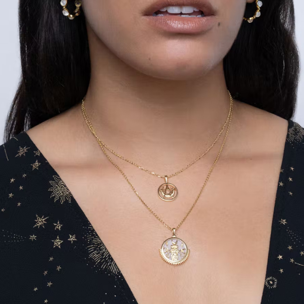 New Arrival INS Design Enamel Tarot Pendant Necklace Jewelry 18K Gold Plated Star Women Jewelry Necklace