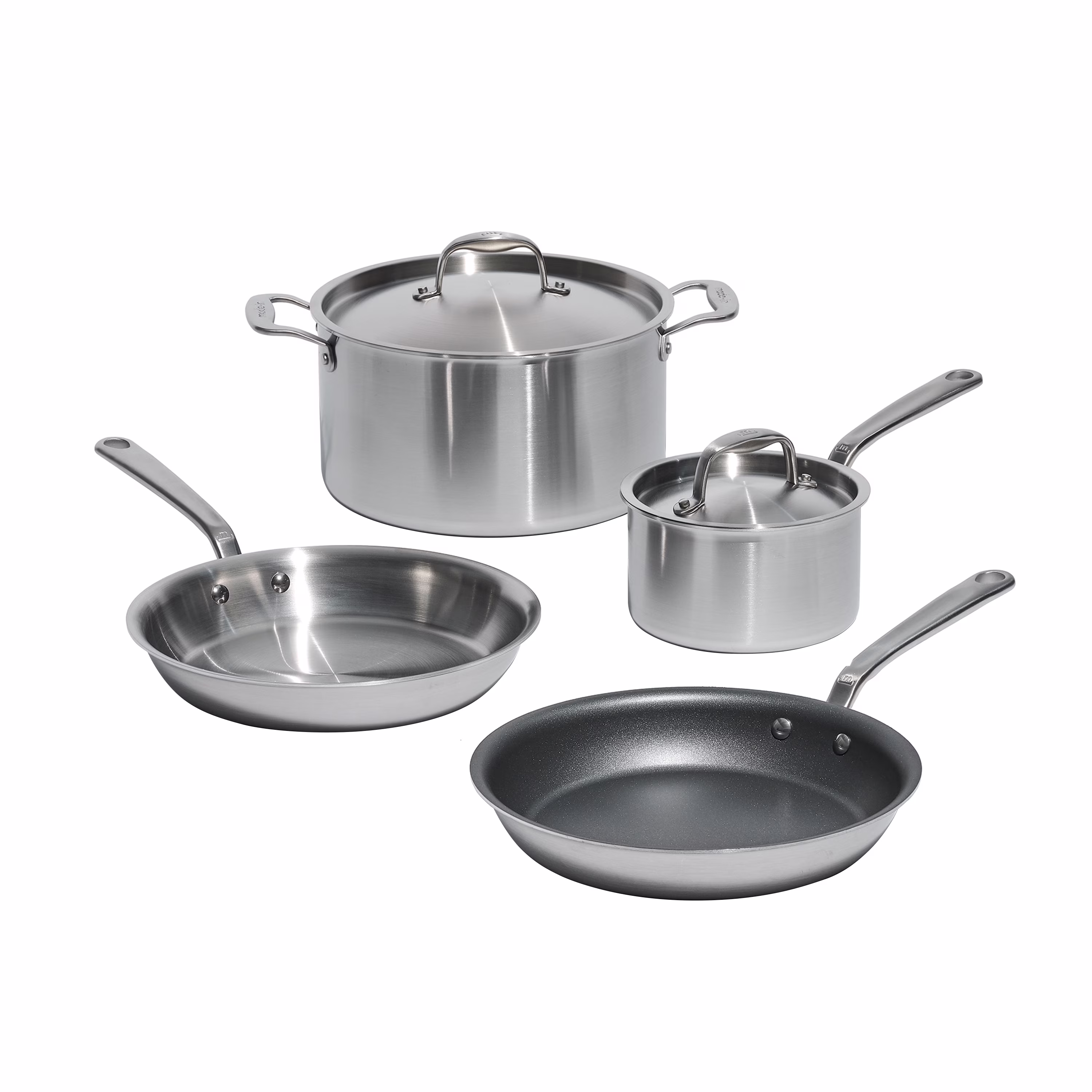 Made In Cookware - 6 Pc Stainless Steel Cookware Se - 5 ply Clad - Includes Frying Pans, Saucepan, and Stock Pot - Professional Grade - Made in Italy - Induction Compatible