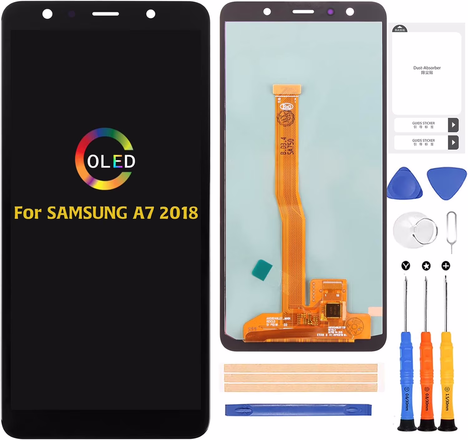 for Samsung Galaxy A7 2018 A750 【OLED】 SM-A750G/DS 6.0inch LCD Display Screen Replacement Touch Screen Digitizer Full Assembly Repair Kits,with Free Screen Protector+Tools (OLED)