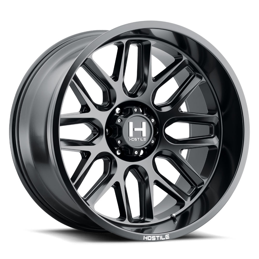 24x14 Hostile H120 Vulcan Asphalt (Matte Black) Wheel 8x180 (-76mm)