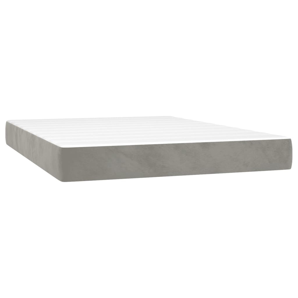 LANTRO JS Box Spring Bed with Mattress Light Gray 59.8