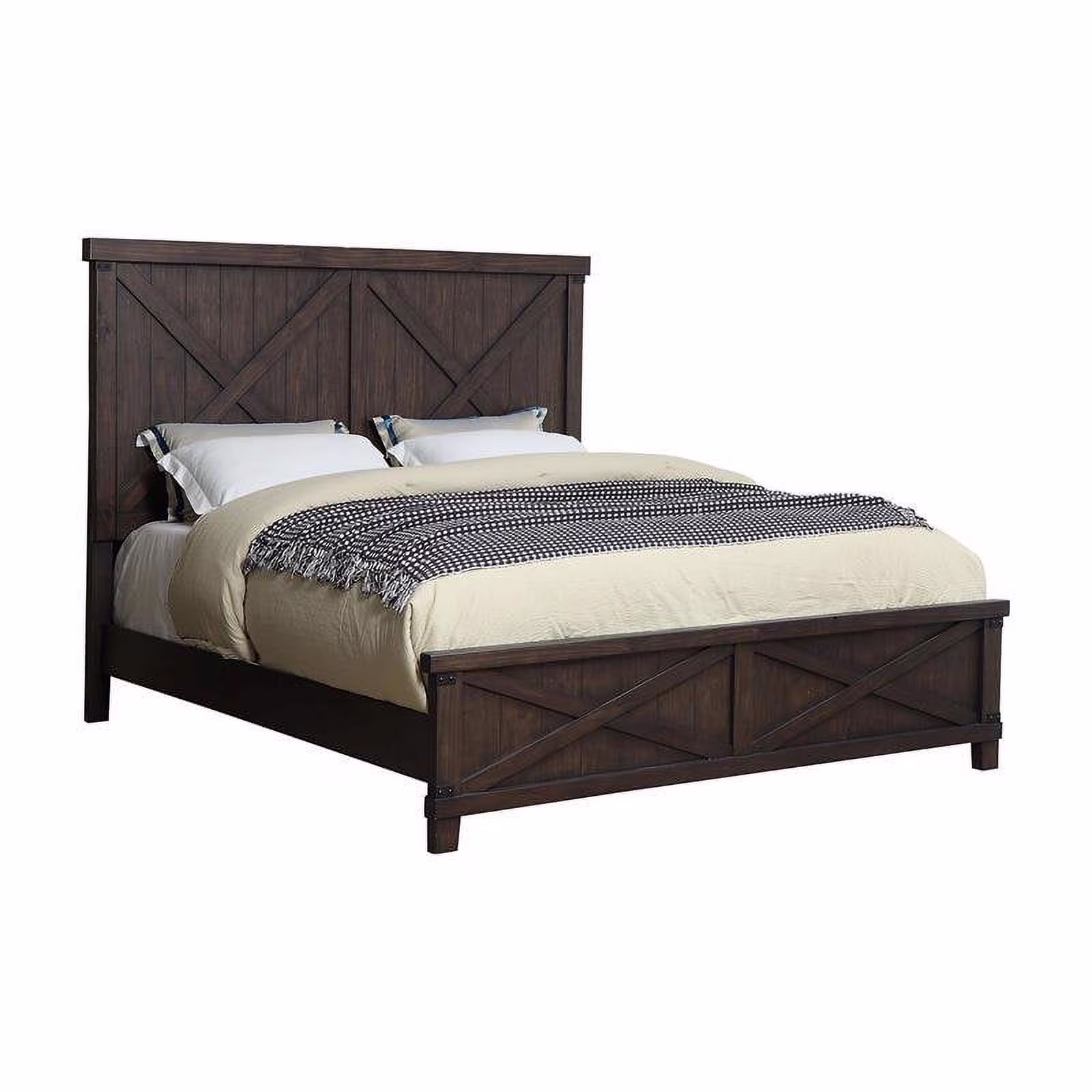 Furniture of America Andrew Rustic Wood California King Panel Bed in Dark Walnut