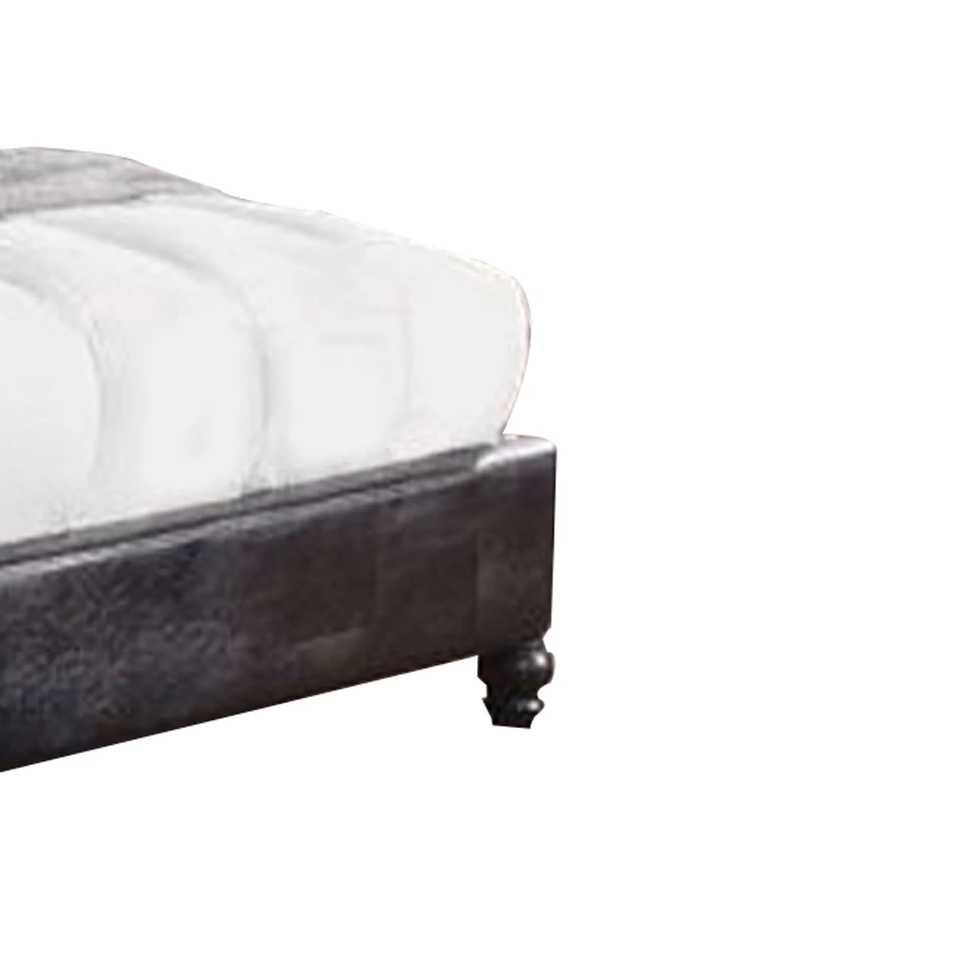 Wooden California King Size Bed with Leatherette Padded Headboard and Footboard, Black