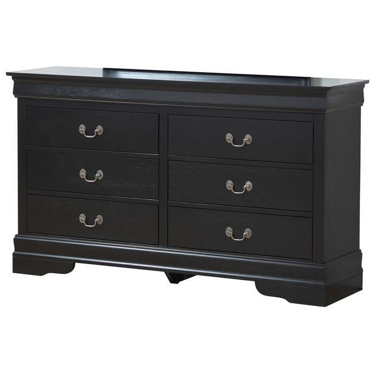 33 x 16 x 57 in. Louis Phillipe 2 6-Drawer Dresser, Black