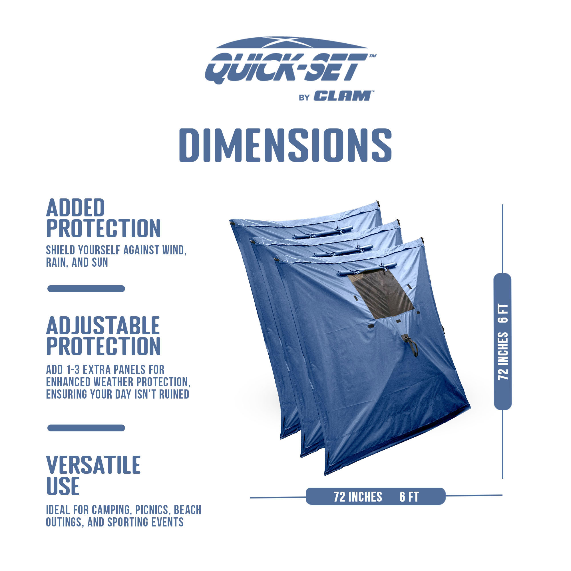 CLAM Quick Set Traveler Canopy + Clam Quick Set Screen, Blue (3 Pack)