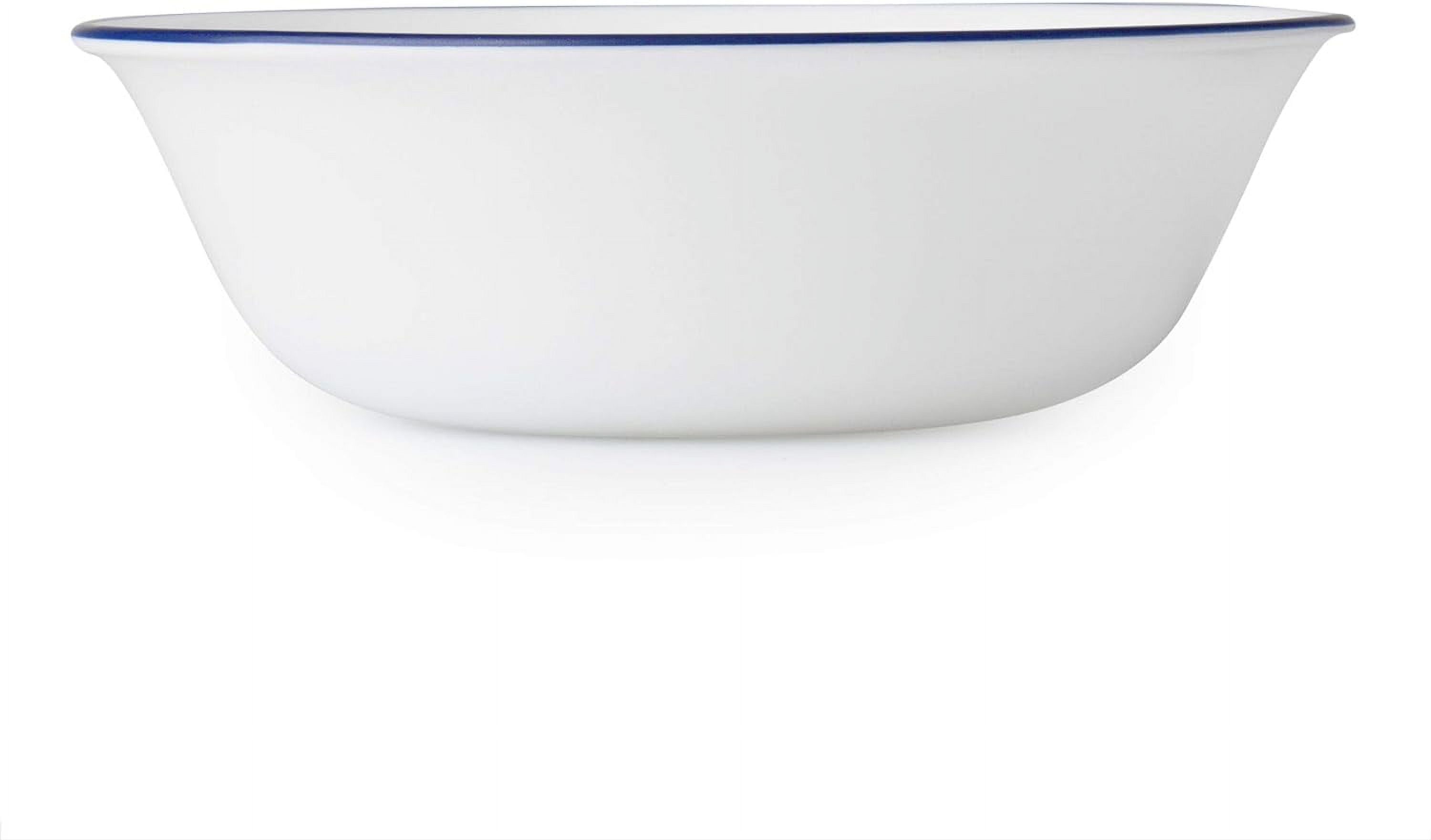 Livingware Lia 18 Ounce Soup/Cereal Bowl - White With Cobalt Blue (Set Of 4)