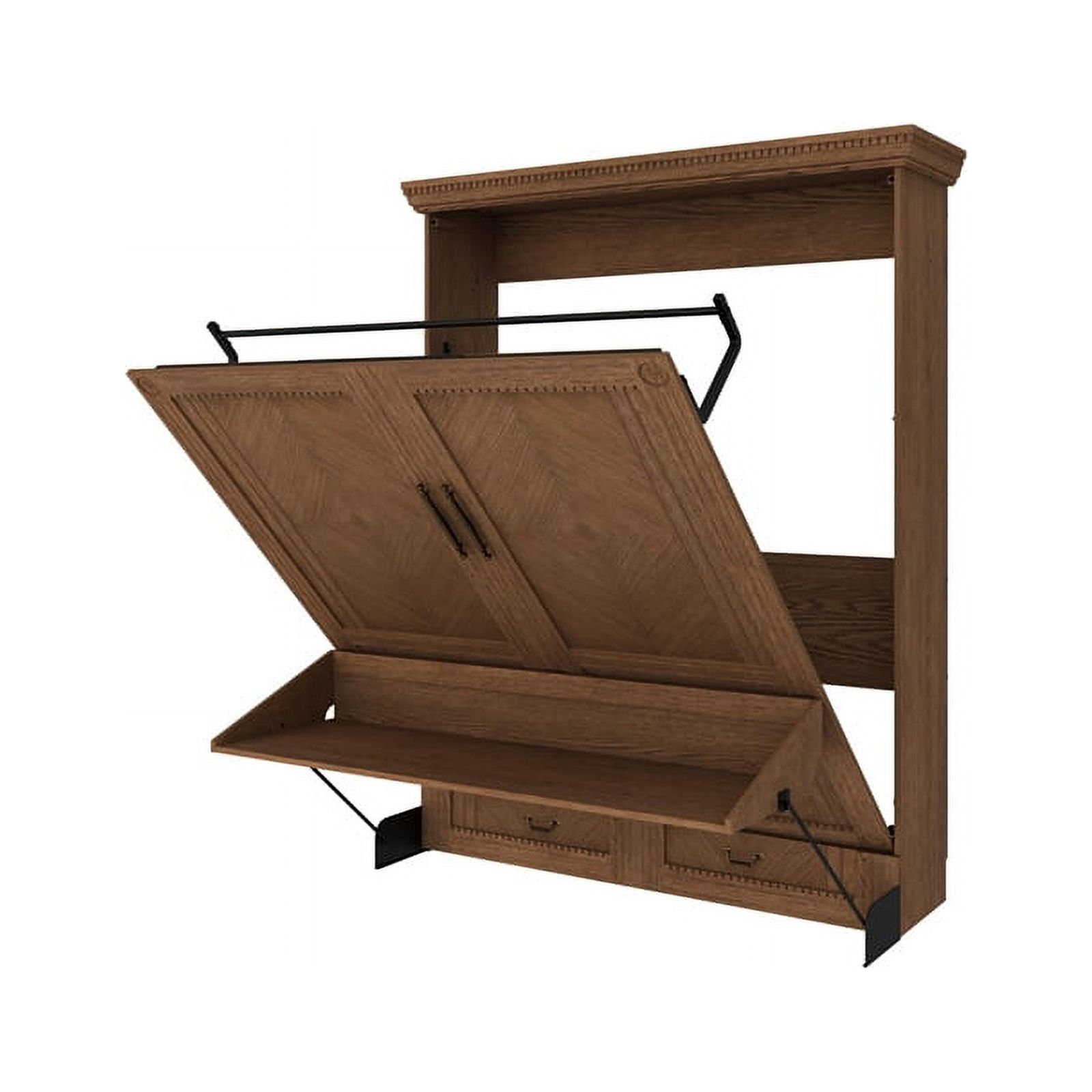 RoomAndLoft Imperial Queen Solid Wood Murphy Wall Desk Bed in Brown