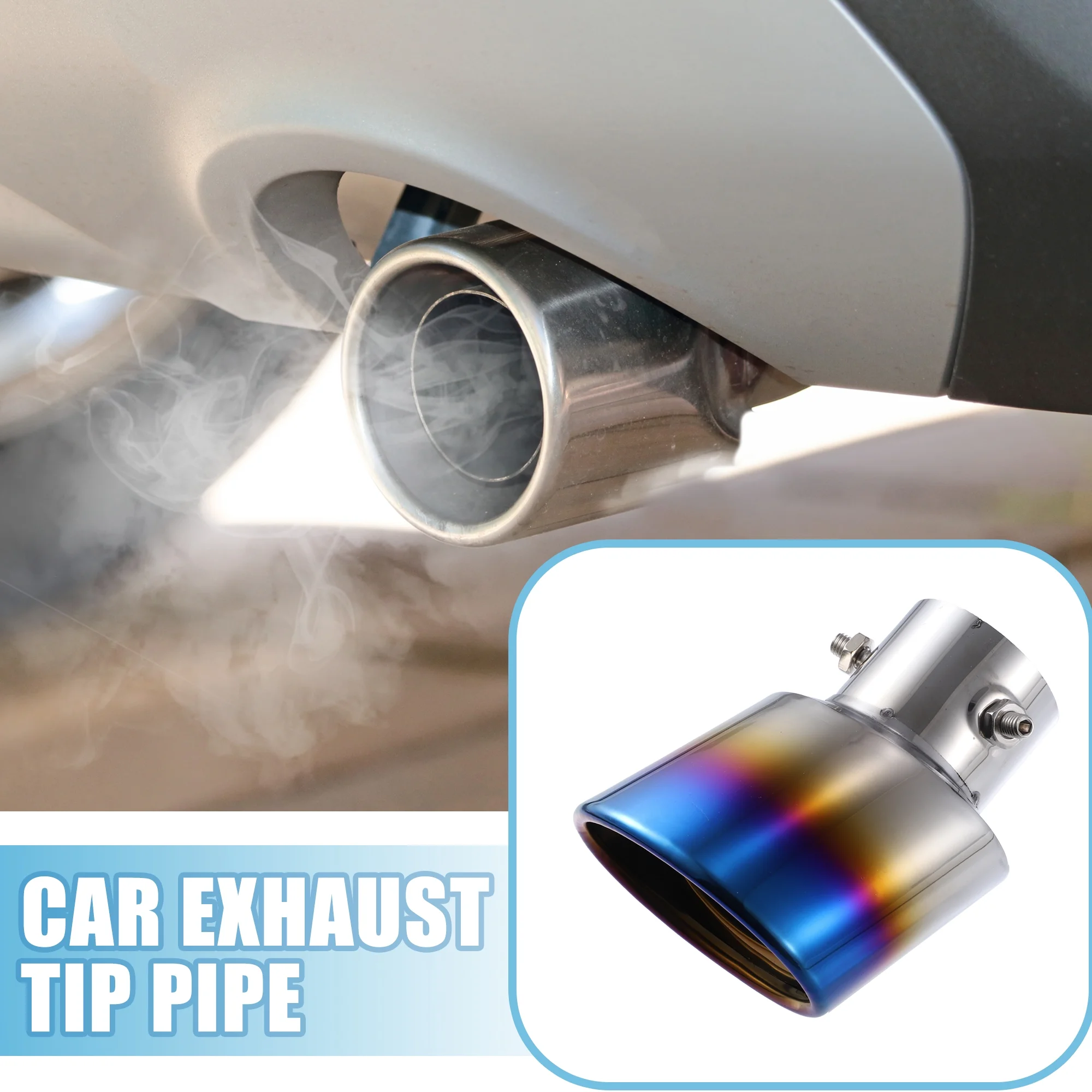 Unique Bargains Car Exhaust Tip Pipe Curved Shaped Applicable Diameter 2.5