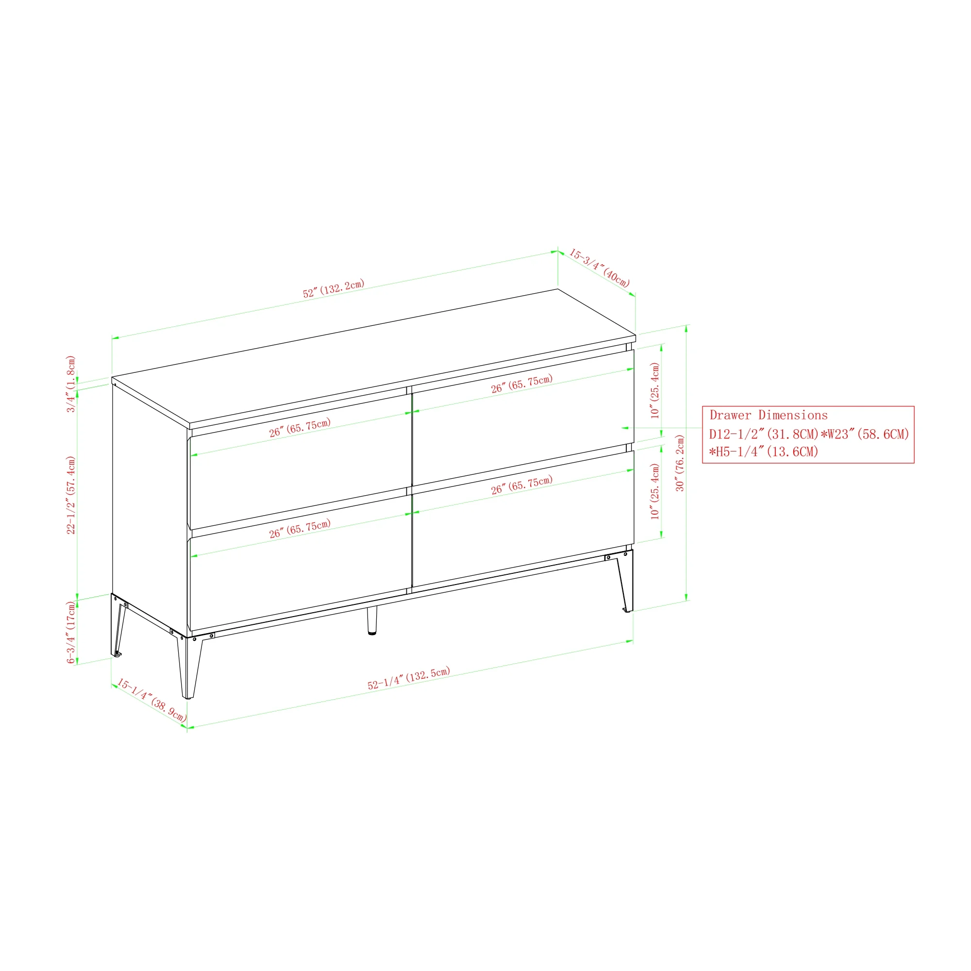 River Street Designs Milton Four-Drawer Dresser, English Oak