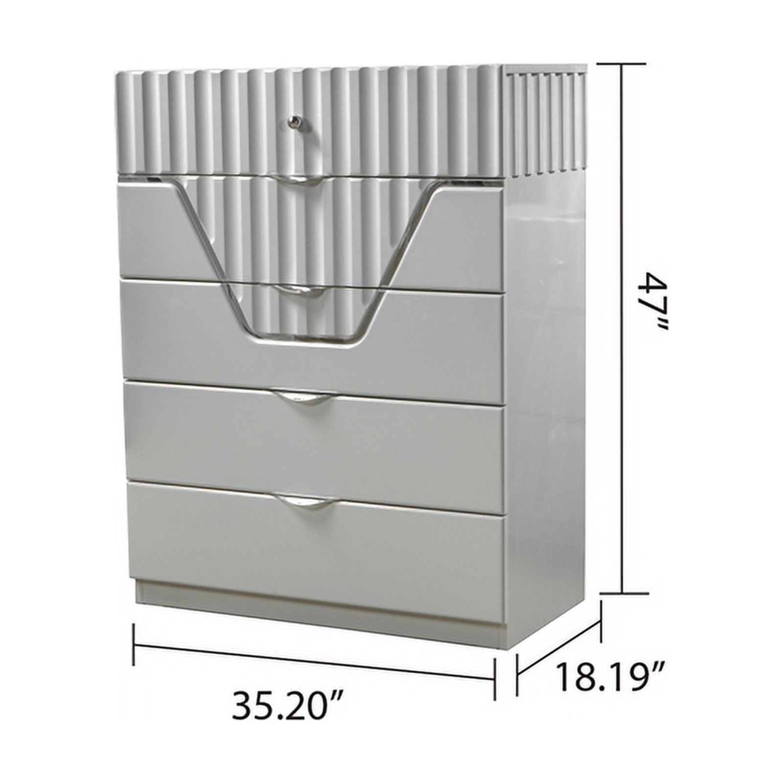 DaVinci Modern Style 5-Drawer Chest Made with Wood in Gray