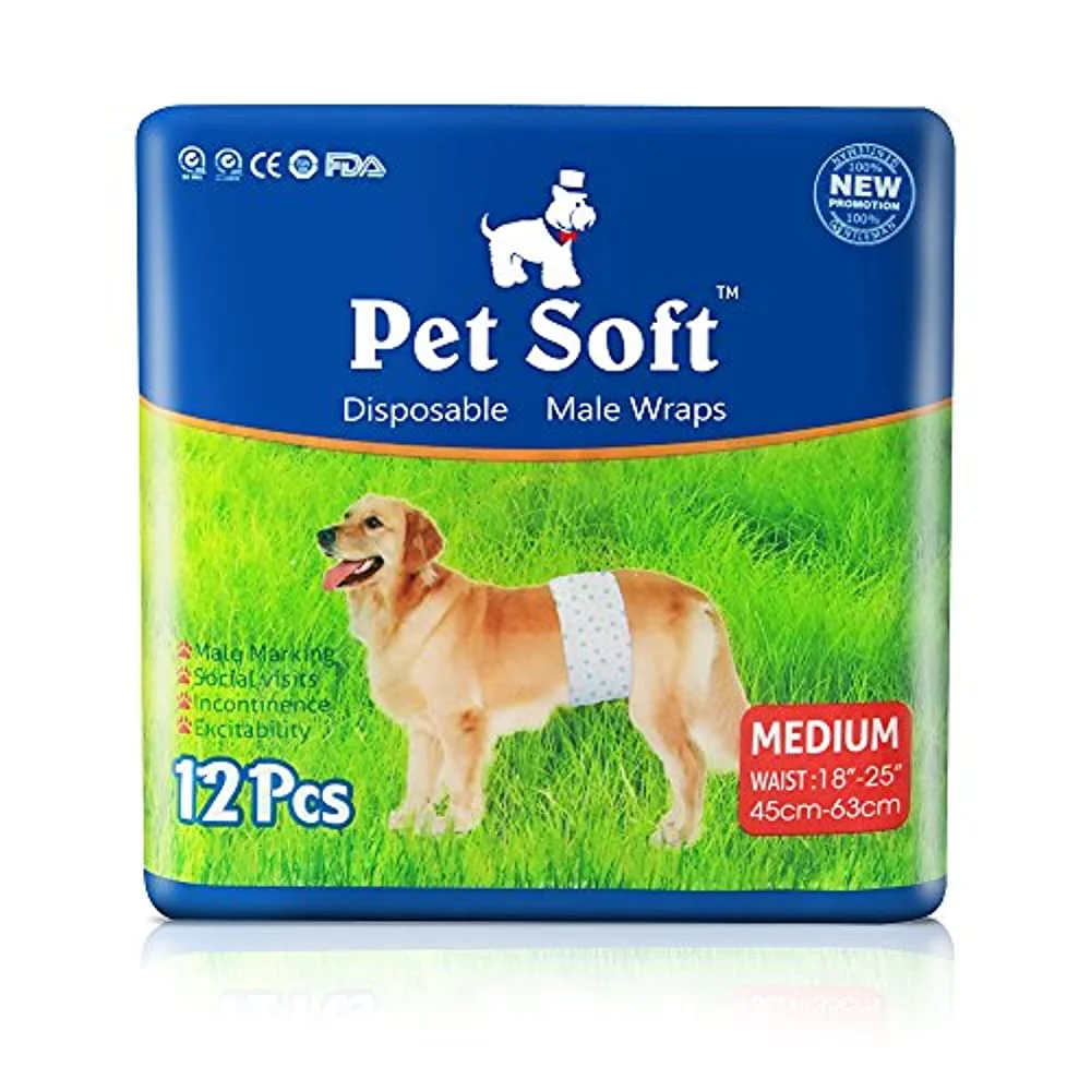Pet Soft Disposable Male Wrap Dog Diaper (M)