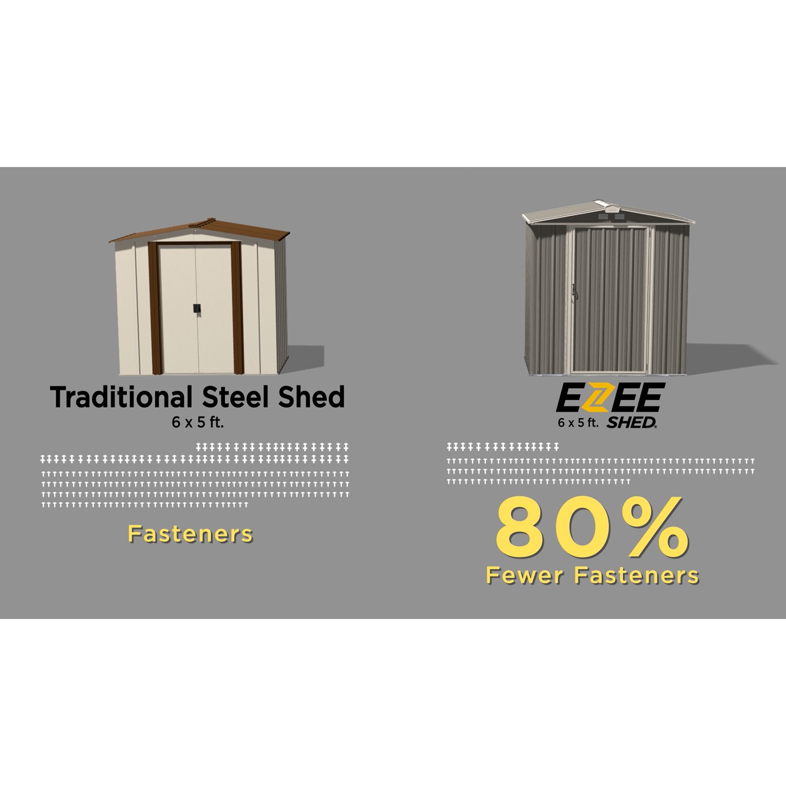 Arrow Sheds EZ6565LVCRCC EZEE Shed - 6 ft. x 5 ft. x 6 ft. Cream w/Charcoal Trim