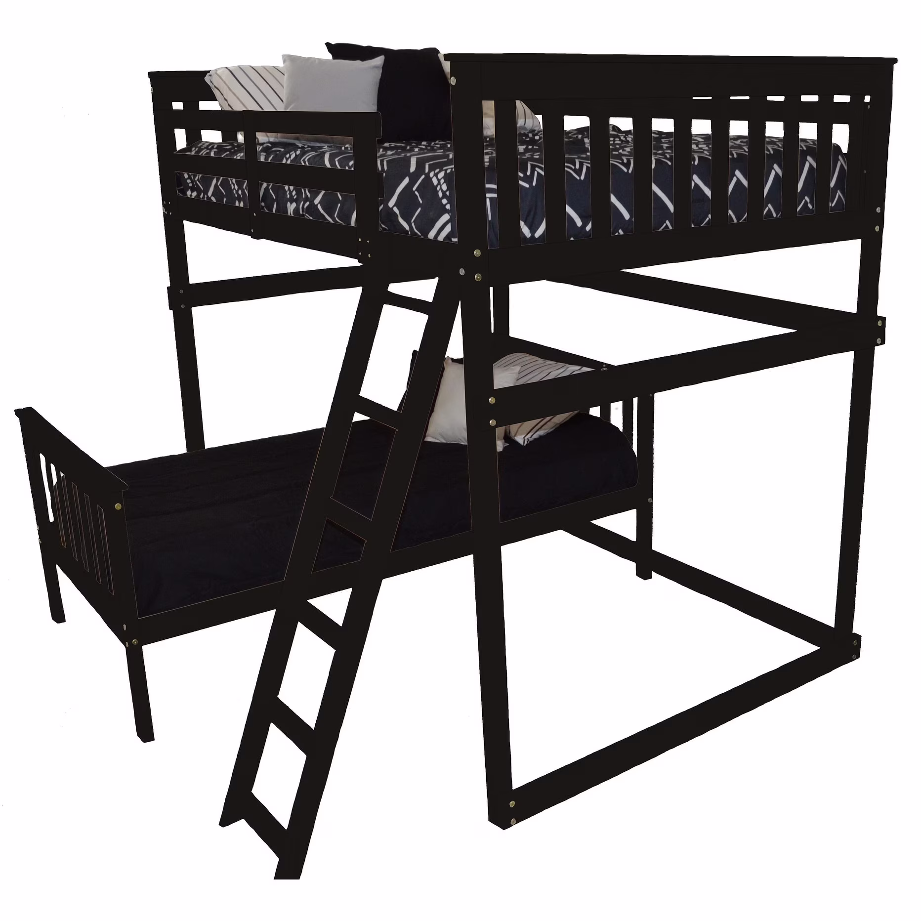 Kunkle Holdings LLC Pine Full Mission Loft Bed with Side Ladder Black Painted