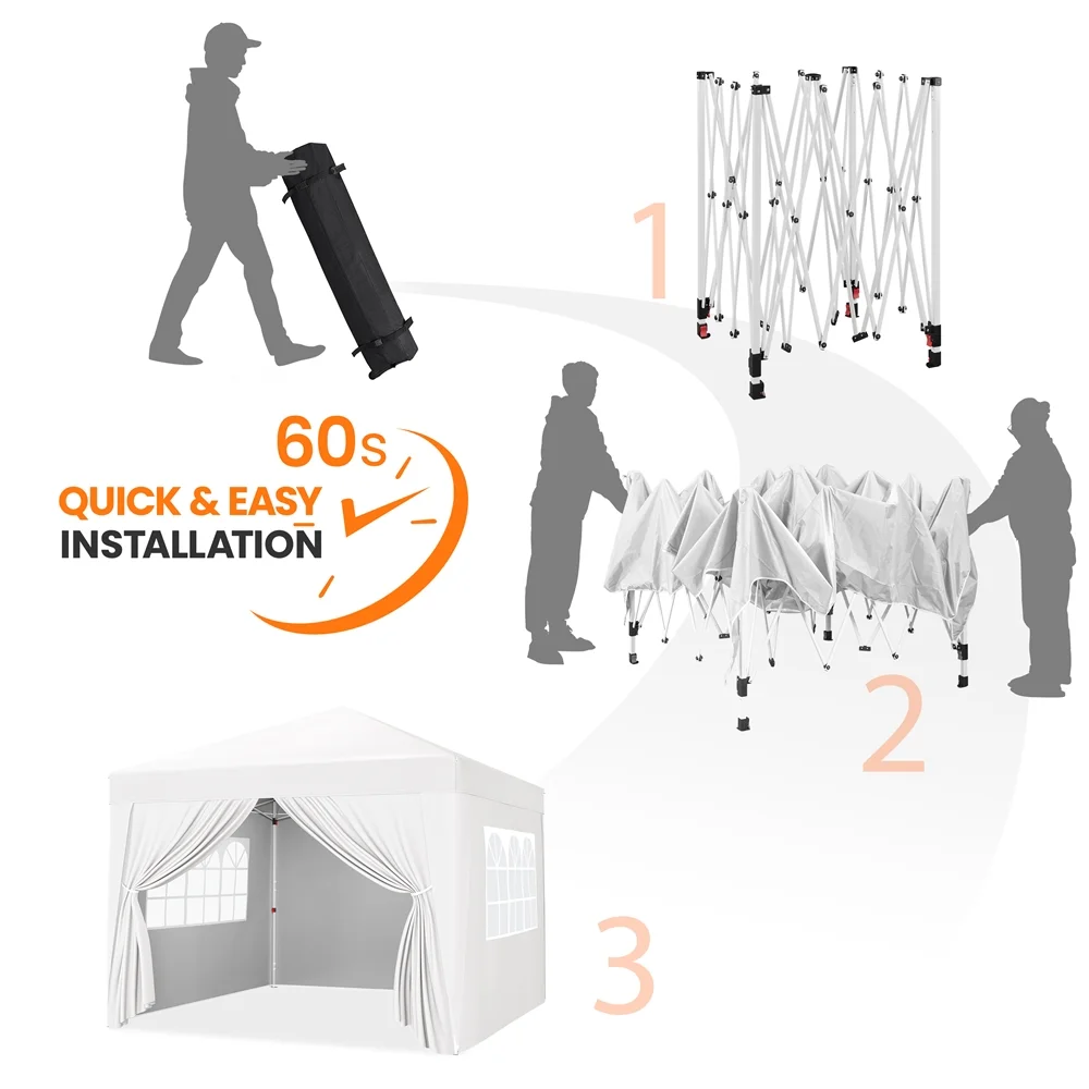 Topeakmart 8x8 FT Pop-up Canopy with 4 Sidewalls, White