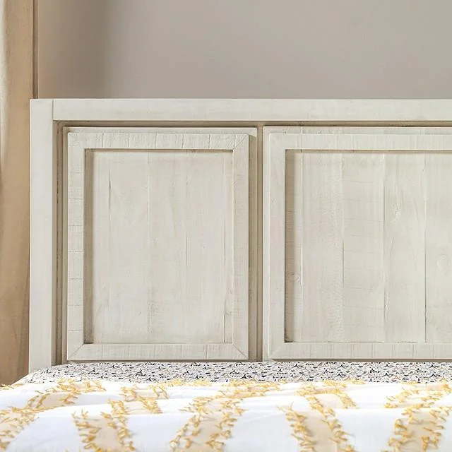 Rustic Ivory Solid Wood King Bed Furniture of America EM7074IV Oakridge