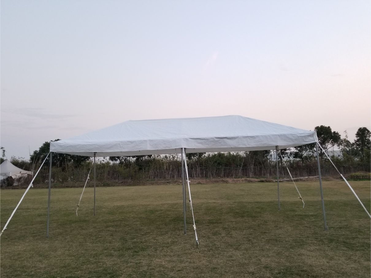 Party Tents Direct Weekender West Coast Frame Party Tent with Sidewalls, White Polyethylene, 10 ft x 20 ft