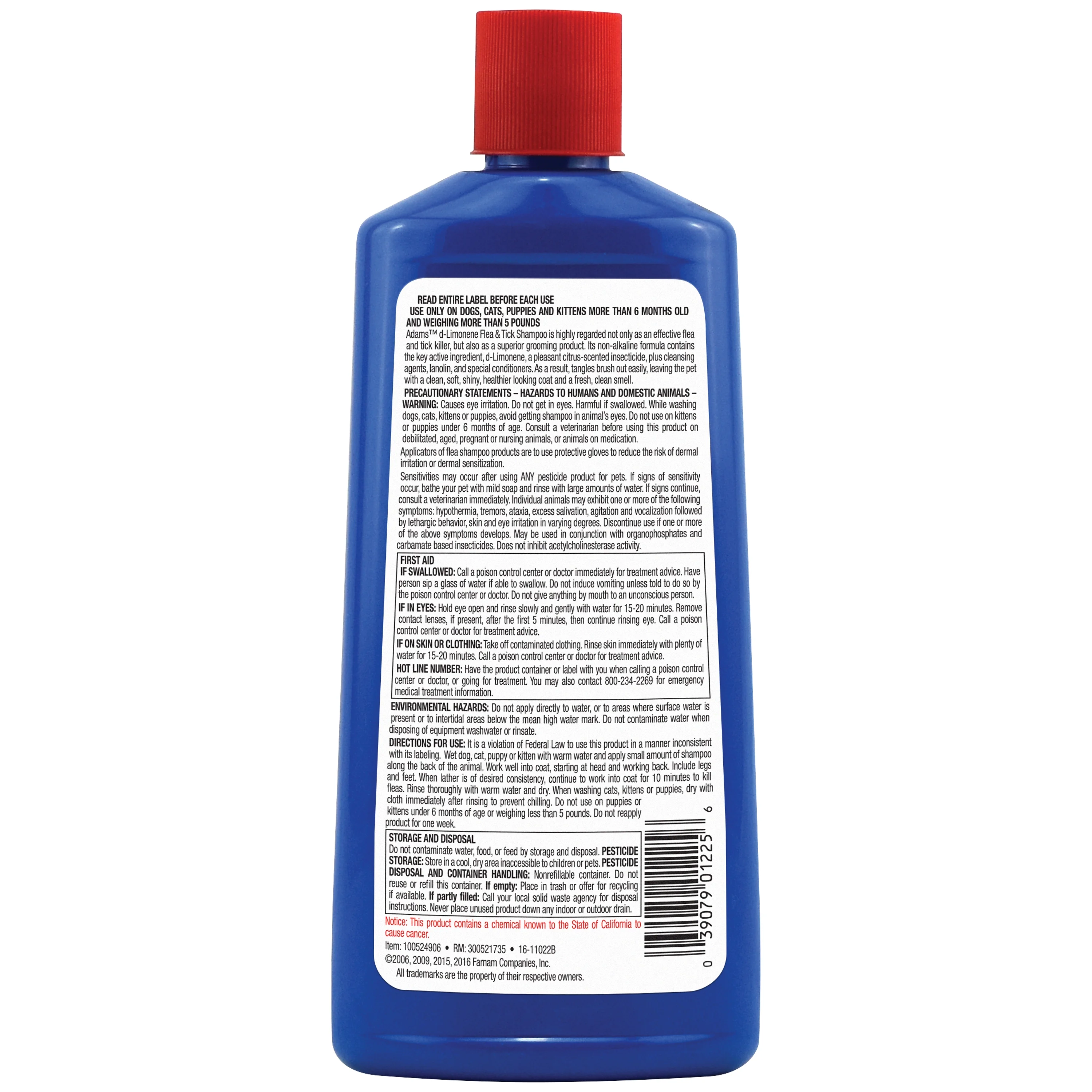 Adams Flea and Tick Control Shampoo for Cats and Dogs with D-Limonene, 12 Ounces