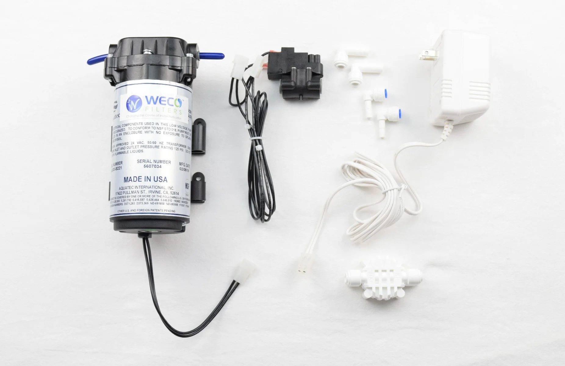 WECO FC-1400 Reverse Osmosis Booster Pump Kit with Pressure Switch, Transformer and Auto Shutoff Valve (50 GPD)