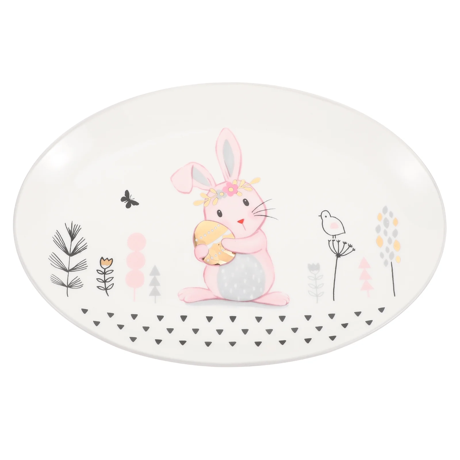 Lovely Rabbit Pattern Plate Creative Ceramic Tableware Dessert Fruits Salad Plate
