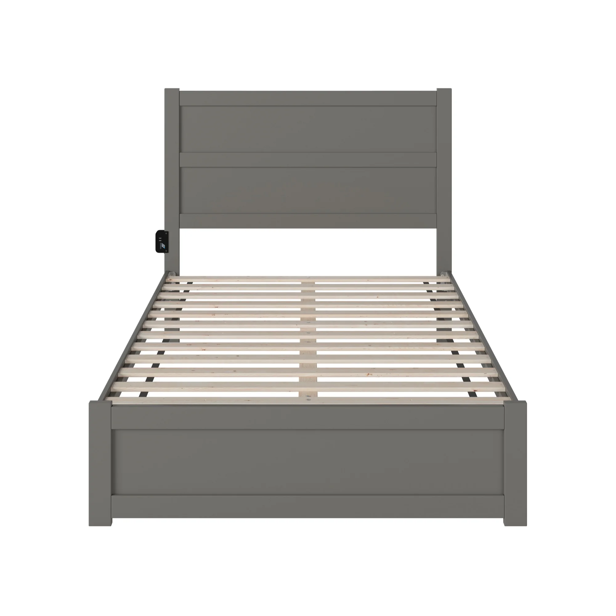 AFI NoHo Farmhouse Solid Wood Full Bed with Footboard with USB Charger in Gray