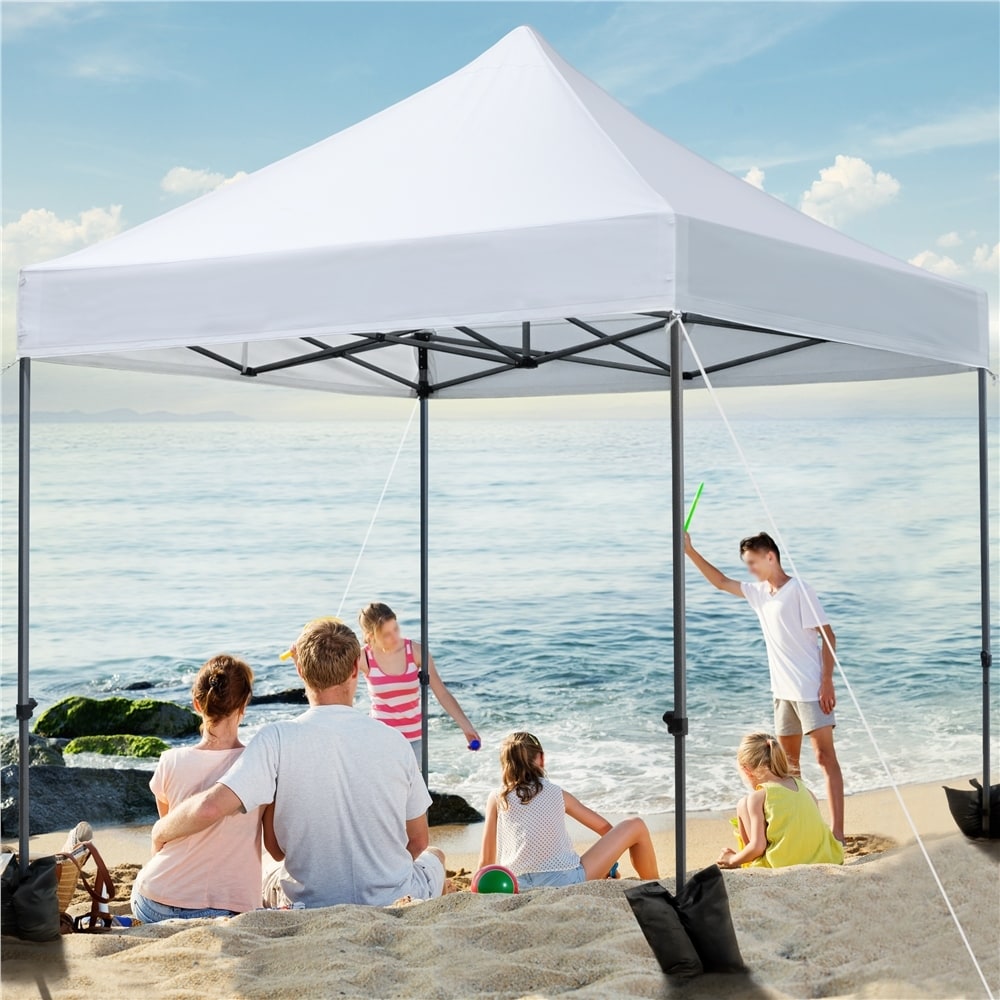 Yaheetech 10x10ft Adjustable Commercial Pop-up Canopy Tent 4 Sidewalls White