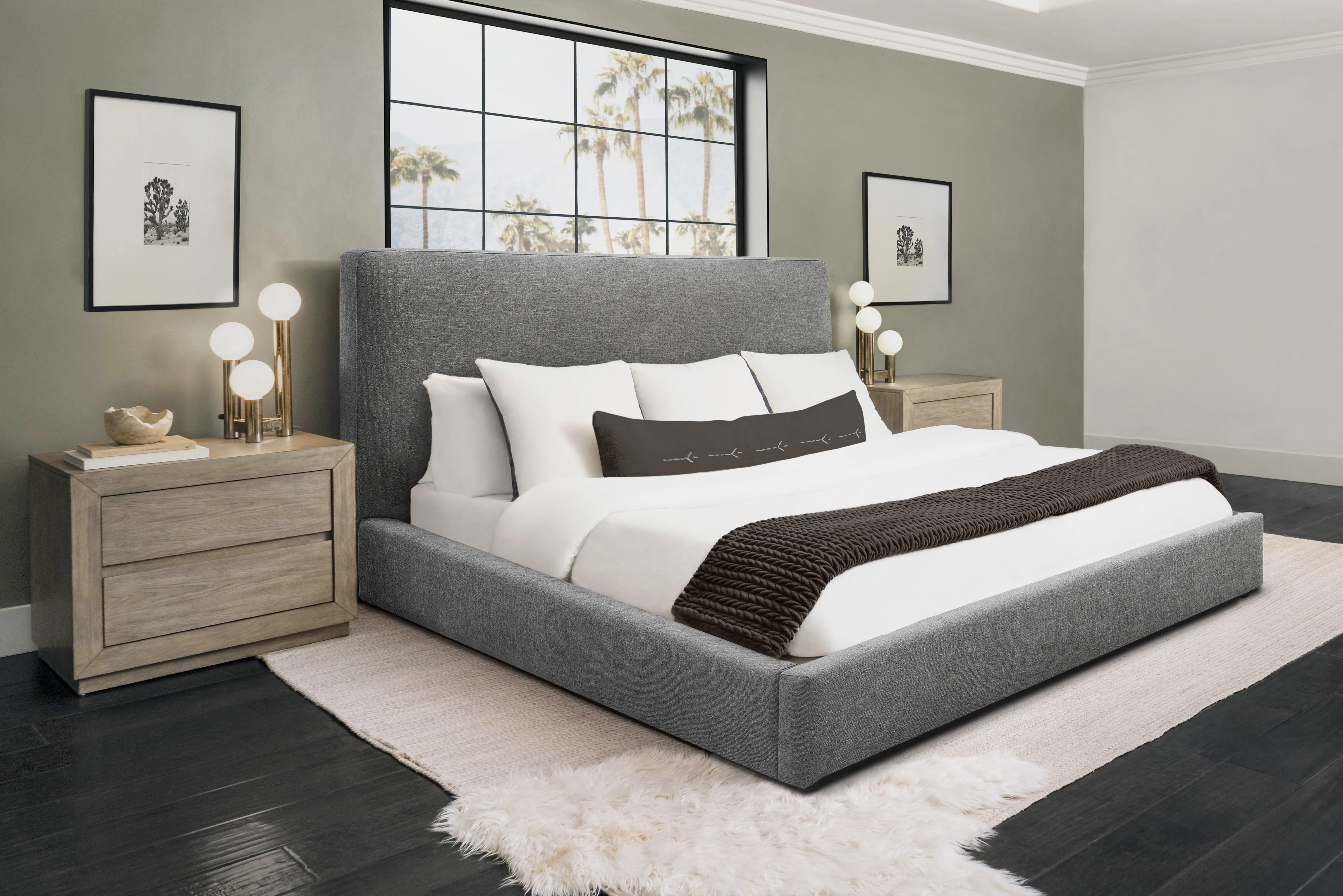 Devon & Claire Luxury Upholstered King Bed, Gray