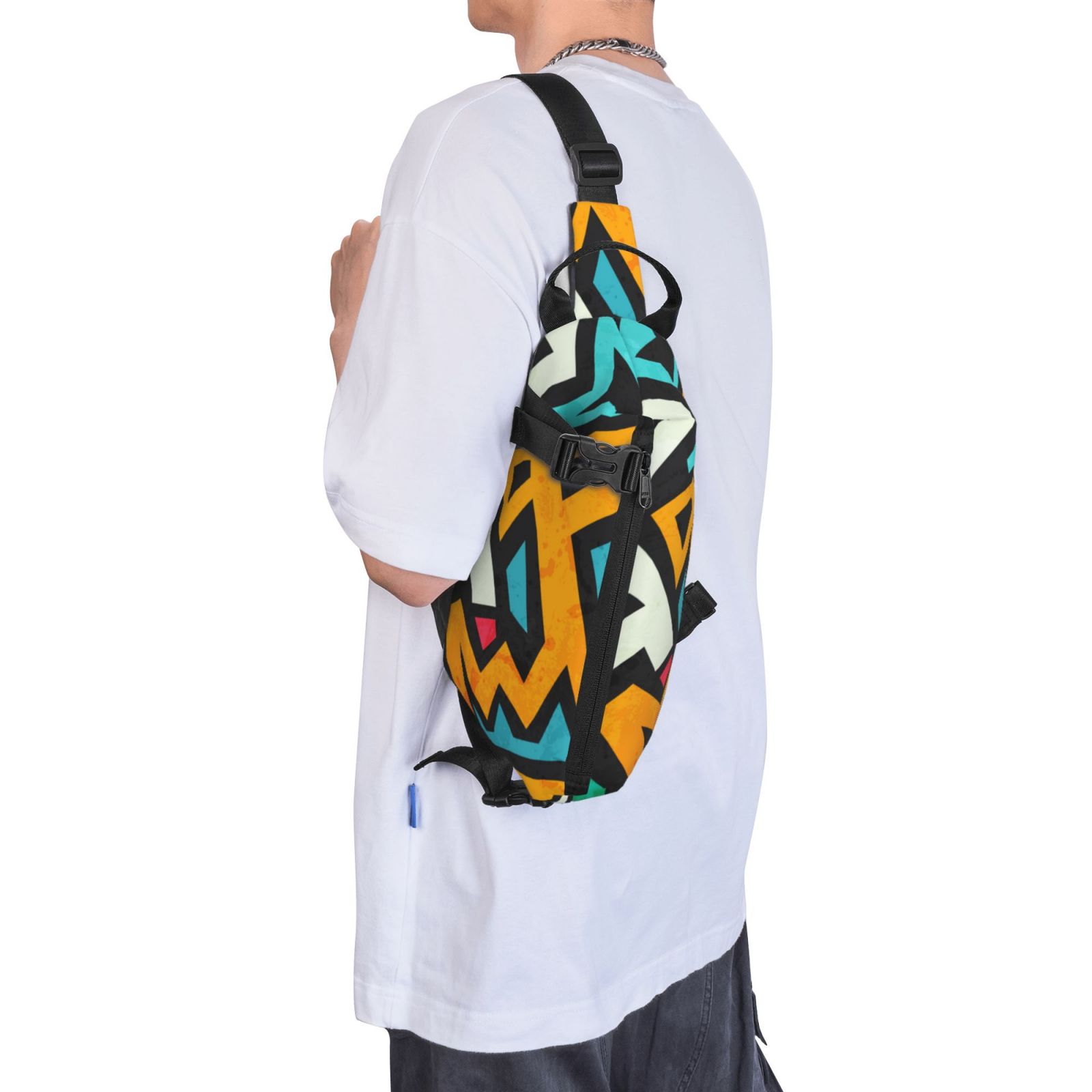 ZNDUO Small Sling Crossbody Backpack, Vintage Aztec Tribal Art Pattern Lightweight One Strap Sling Bag Backpack for Hiking Walking Biking Travel Cycling