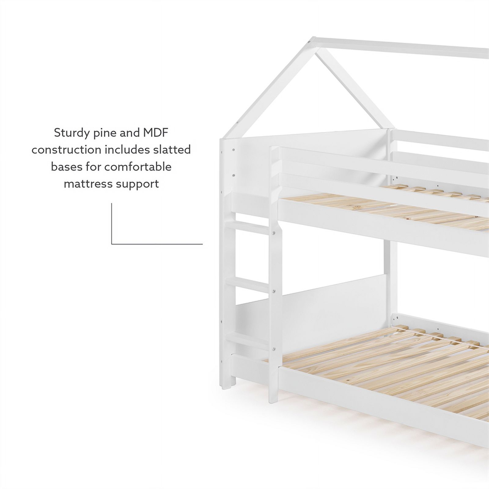 Linon Merritt Wood Twin Bunkbed in White