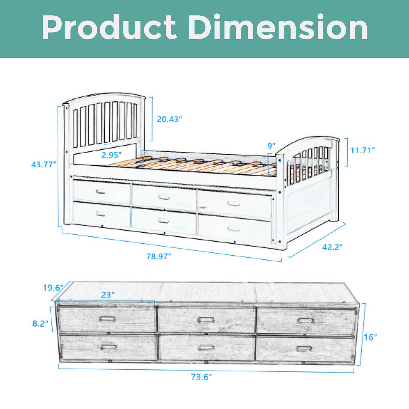 Constructed drawer bed Walnut bed furniture Solid Wood storage bed