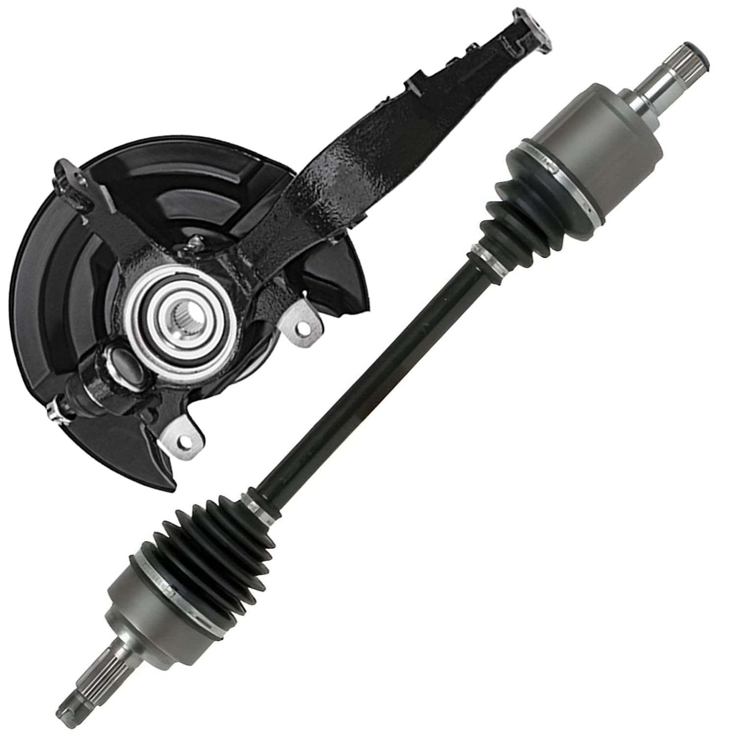 Detroit Axle - Front Left Steering Knuckle & Wheel Hub Bearing + CV Axle Kit Replacement for 2003-2007 Honda Accord 2.4L - 2pc Set