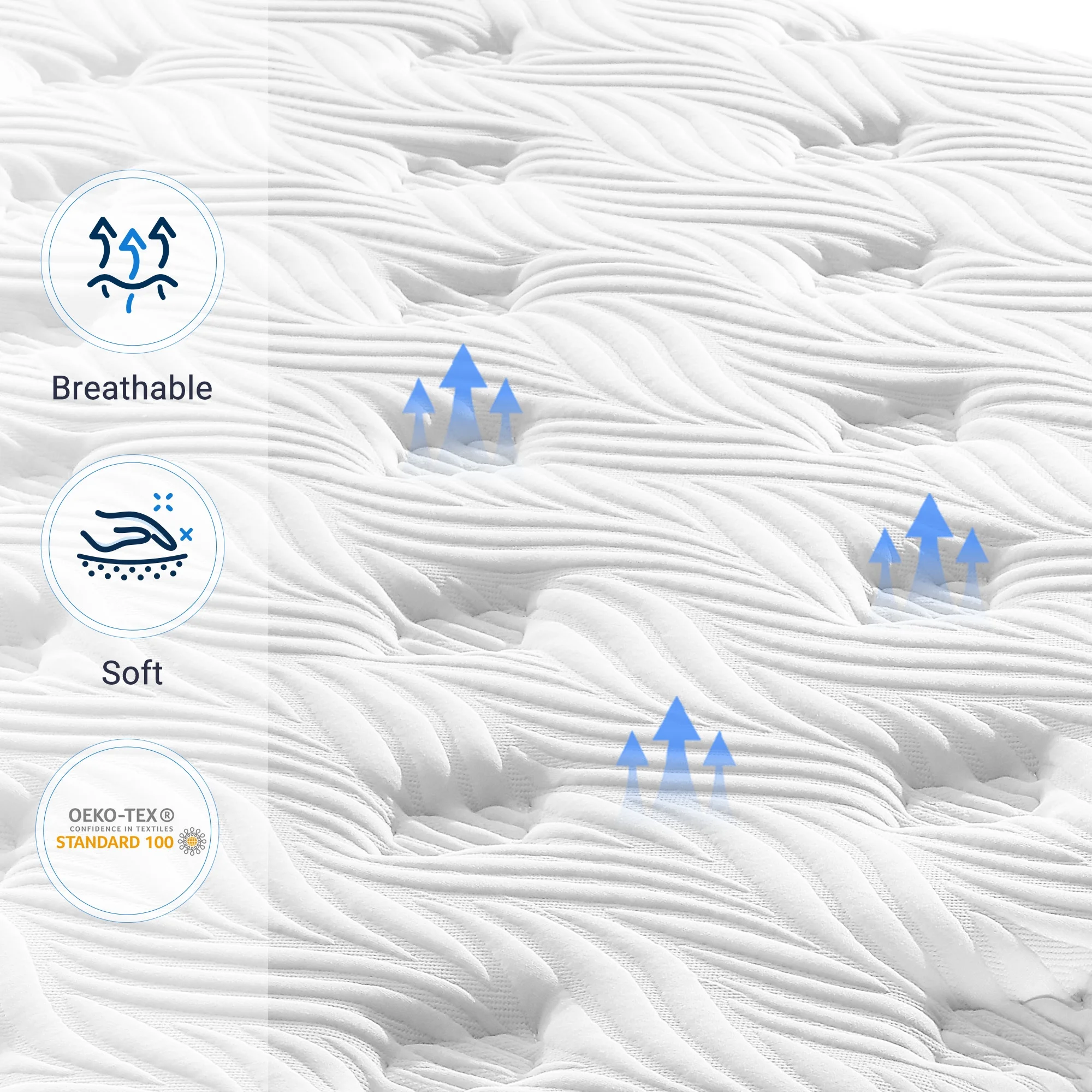 Avenco Dreamsail 10'' Adult Gel Memory Foam Pocket Spring Hybrid Mattress Queen Size