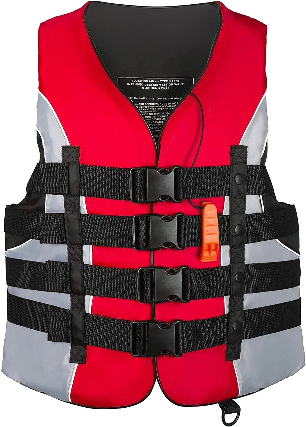 Leader Accessories Universal Life Vest For Adult USCG Approved Unisex Life Jacket,Red,L