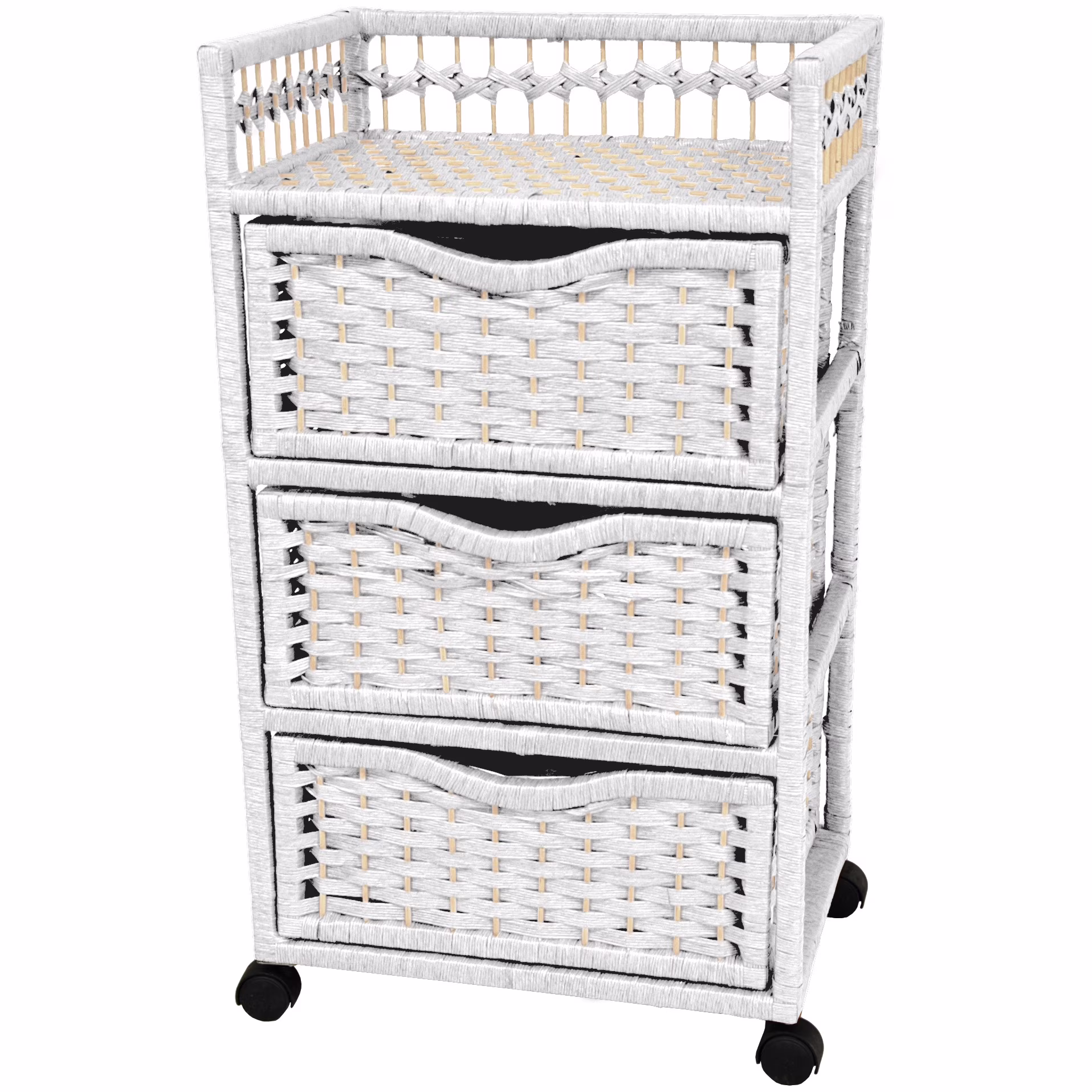 Oriental Furniture 3 Gallon Natural Fiber And Wicker Drawer Chests, White